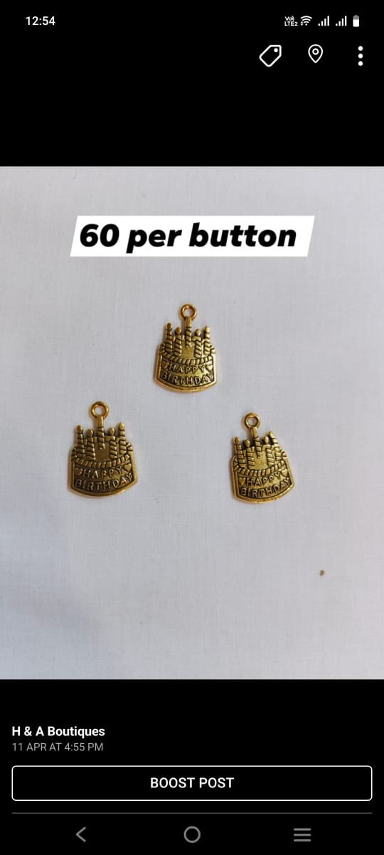 Metal Birthday Cake Buttons – festive metal buttons perfect for kidswear and DIY from HnA Boutique Pakistan