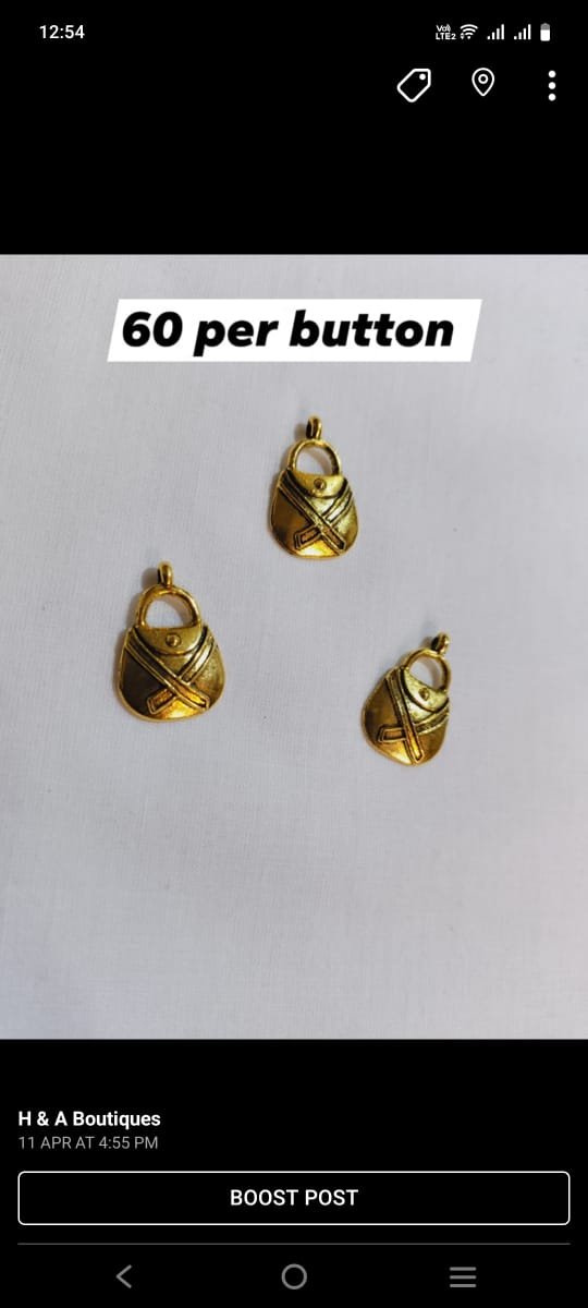 Close-up of Metal Bag Buttons – funky metal embellishments for handbags and jackets from HnA Boutique Pakistan