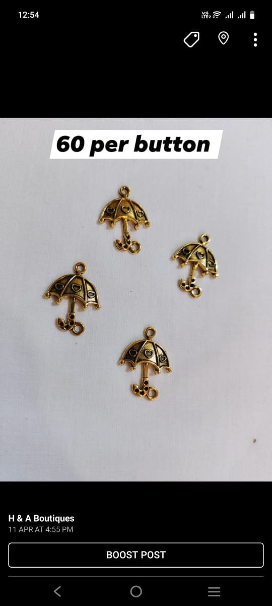 Metal Umbrella Buttons – quirky monsoon-themed metal button from HnA Boutique Pakistan