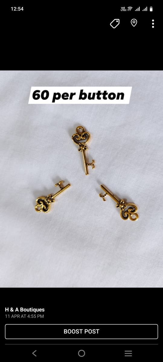 Metal Key Buttons – vintage-style funky embellishments for jackets and kurtis from HnA Boutique Pakistan