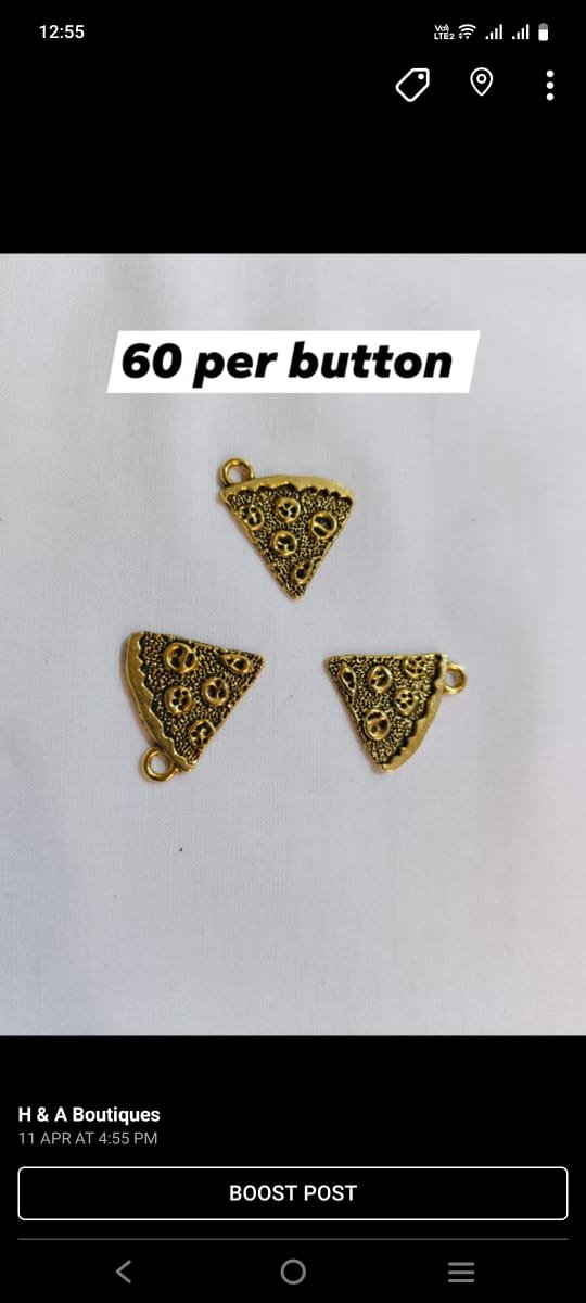 Metal Pizza Buttons with fun food design – HnA Boutique Pakistan funky accessory