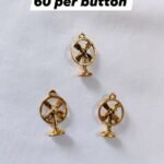 Close-up of Metal Fan Buttons with detailed fan design – HnA Boutique Pakistan