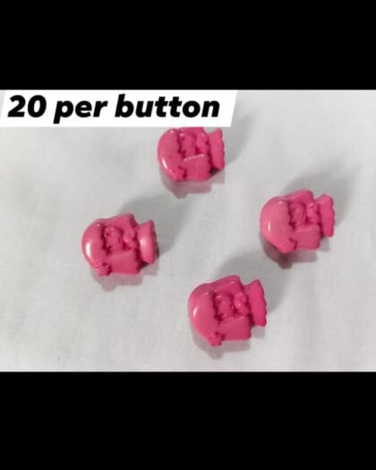 Mini Pink Dolls Buttons close-up showing detailed pink doll design – HnA Boutique Pakistan