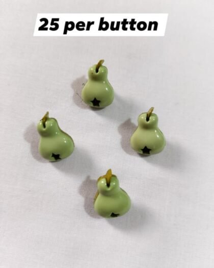 Front view of Pear Buttons in fun fruit shape – HnA Boutique Pakistan