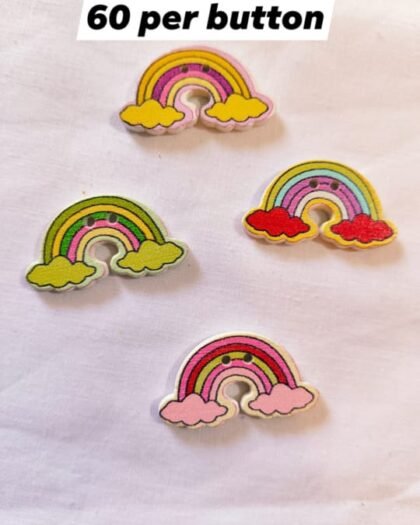 Colorful Rainbow Buttons made from wood – Funky accessory by HnA Boutique Pakistan