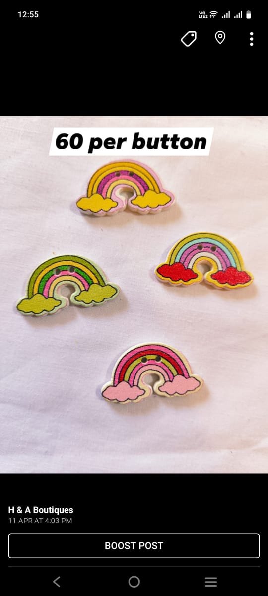Colorful Rainbow Buttons made from wood – Funky accessory by HnA Boutique Pakistan
