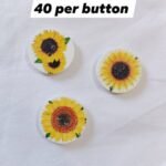 Close-up of funky sunflower round wooden buttons – HnA Boutique Pakistan