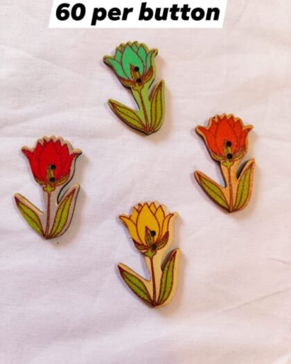 Front view of daisy flower wooden buttons – stylish funky accessory by HnA Boutique Pakistan