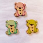 Close-up of Teddy 2 wooden buttons – cute funky accessory by HnA Boutique Pakistan