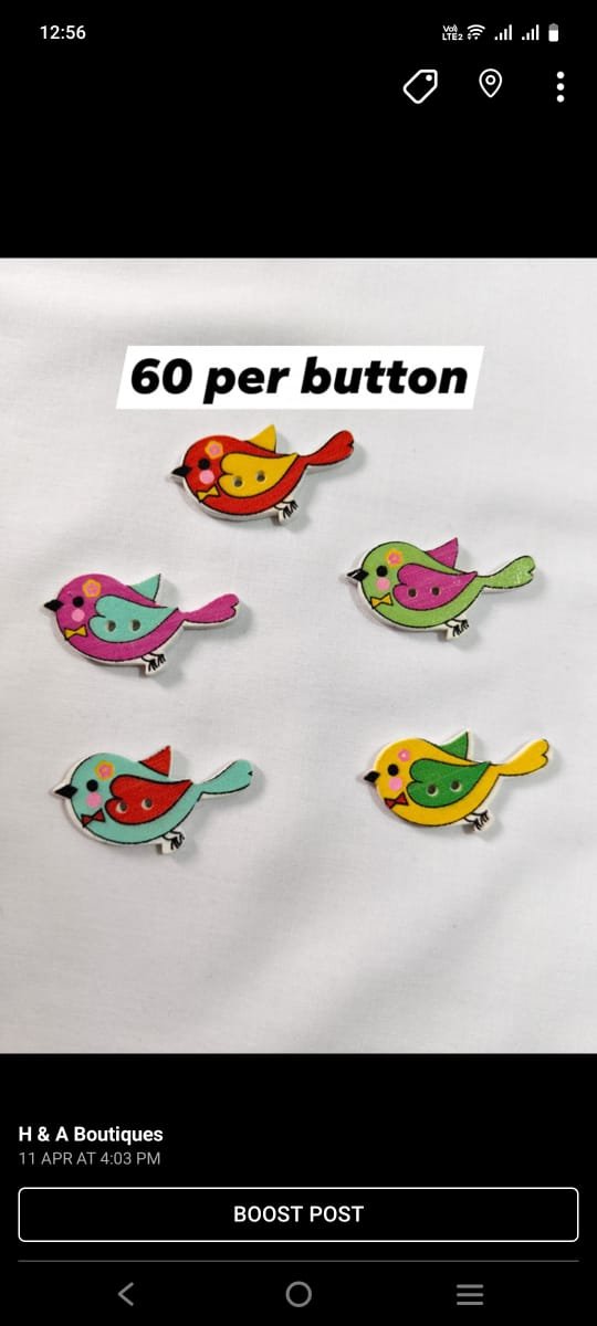 Close-up of Sparrow wooden buttons with bird design – HnA Boutique Pakistan
