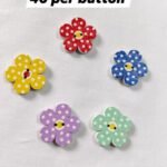 Close-up of Flower Dotted wooden buttons with floral dot design – HnA Boutique Pakistan