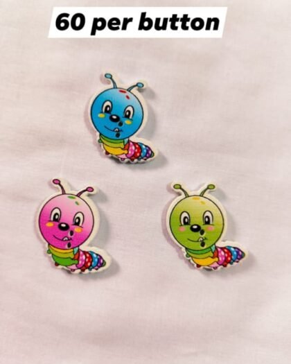 Close-up of caterpillar-shaped wooden buttons – Caterpillar Buttons by HnA Boutique Pakistan