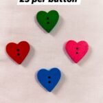 Close-up of Multi Mini Hearts 1 wooden buttons with heart design – HnA Boutique Pakistan