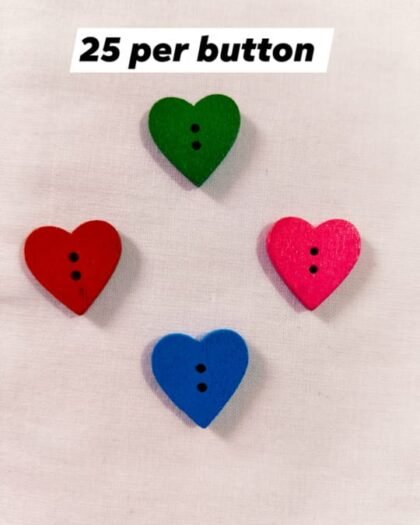 Close-up of Multi Mini Hearts 1 wooden buttons with heart design – HnA Boutique Pakistan