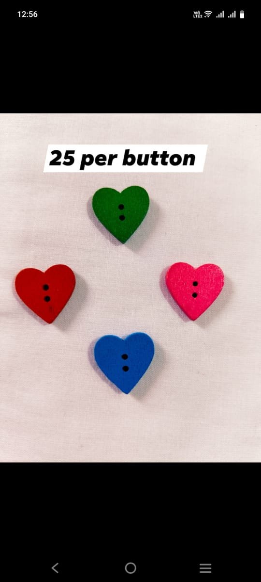 Close-up of Multi Mini Hearts 1 wooden buttons with heart design – HnA Boutique Pakistan