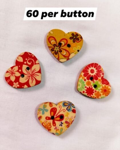 Close-up of Vintage Heart 1 wooden button with classic heart design – HnA Boutique Pakistan