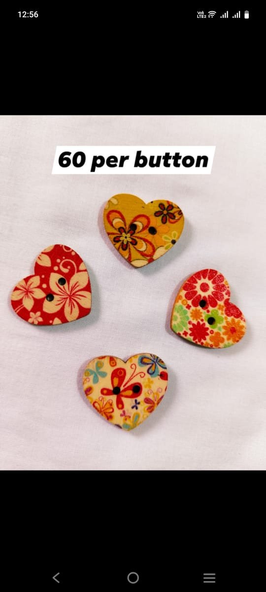 Close-up of Vintage Heart 1 wooden button with classic heart design – HnA Boutique Pakistan