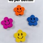 Colorful Multi Smiley Flower wooden buttons with floral design – HnA Boutique Pakistan