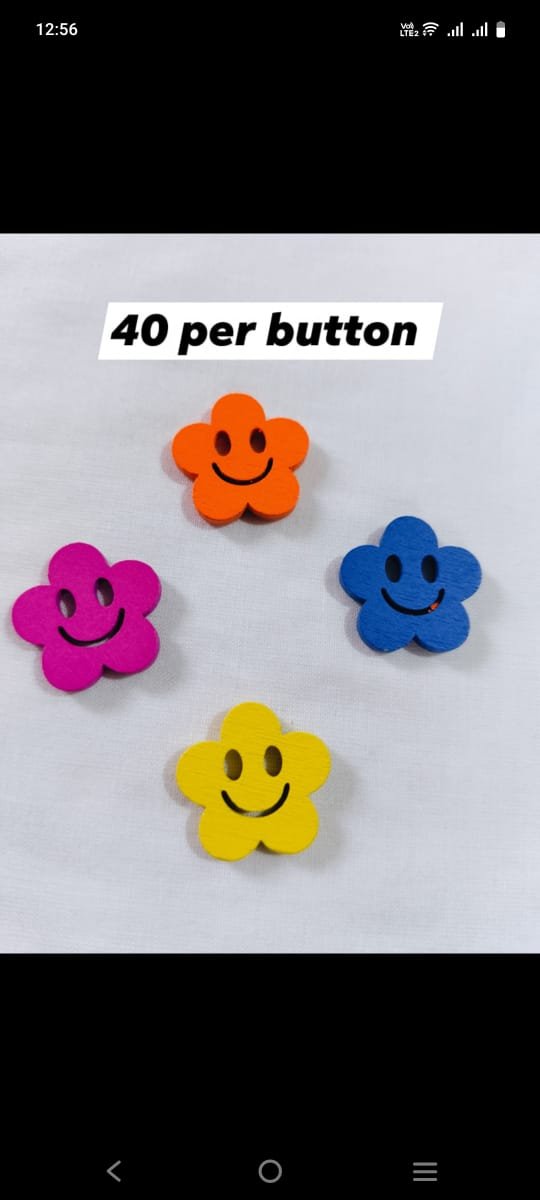 Colorful Multi Smiley Flower wooden buttons with floral design – HnA Boutique Pakistan