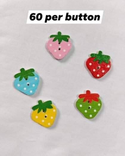 Front view of Multi Dotted Strawberry Buttons – colorful funky wooden buttons at HnA Boutique Pakistan