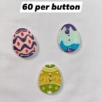 Front view of Easter Egg2 Wooden Buttons with colorful dotted pattern – HnA Boutique Pakistan
