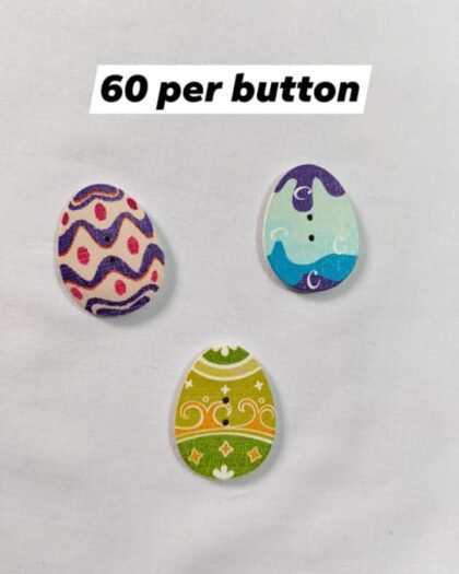Front view of Easter Egg2 Wooden Buttons with colorful dotted pattern – HnA Boutique Pakistan