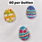 Front view of Easter Egg 1 Wooden Buttons with festive design – HnA Boutique Pakistan