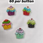 Front view of Cupcakes Wooden Buttons with colorful cupcake design – HnA Boutique Pakistan