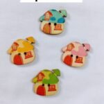 Front view of Mushroom Home Wooden Button with colorful mushroom design – HnA Boutique Pakistan