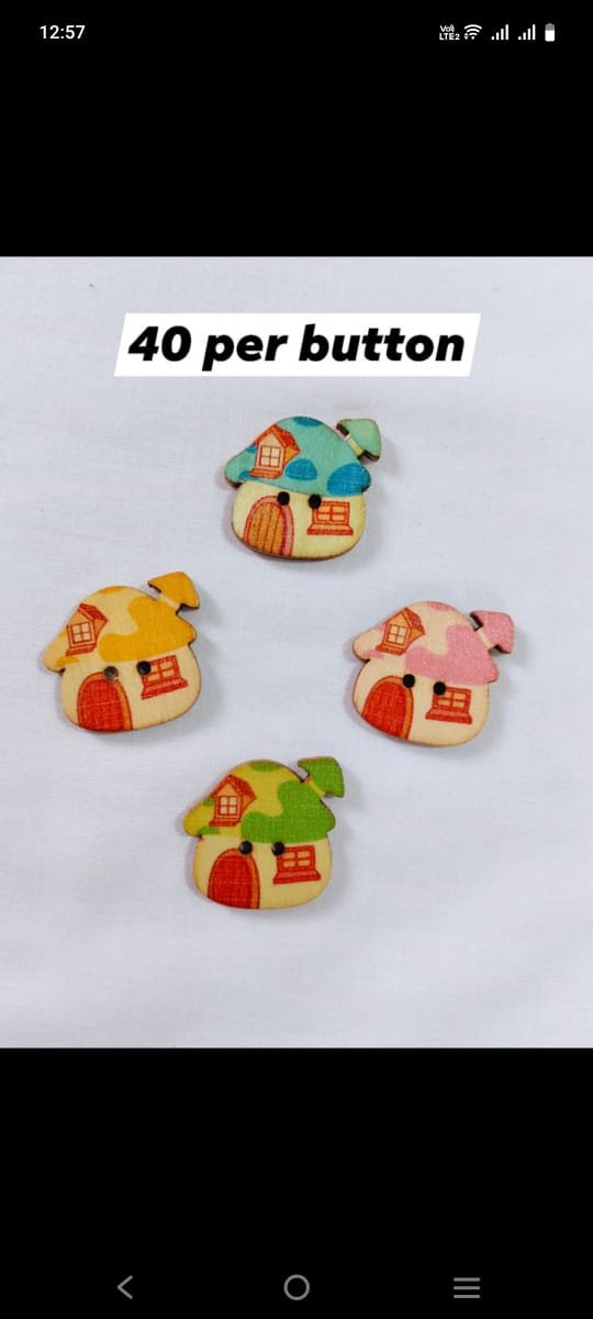 Front view of Mushroom Home Wooden Button with colorful mushroom design – HnA Boutique Pakistan