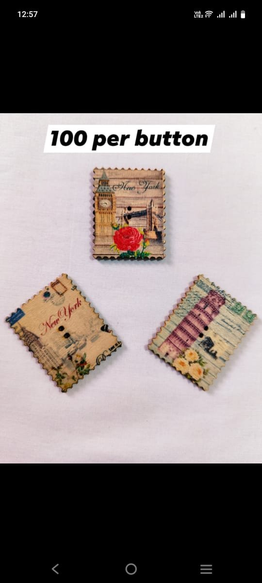 Close-up of Vintage World Wooden Button with intricate vintage design – HnA Boutique Pakistan