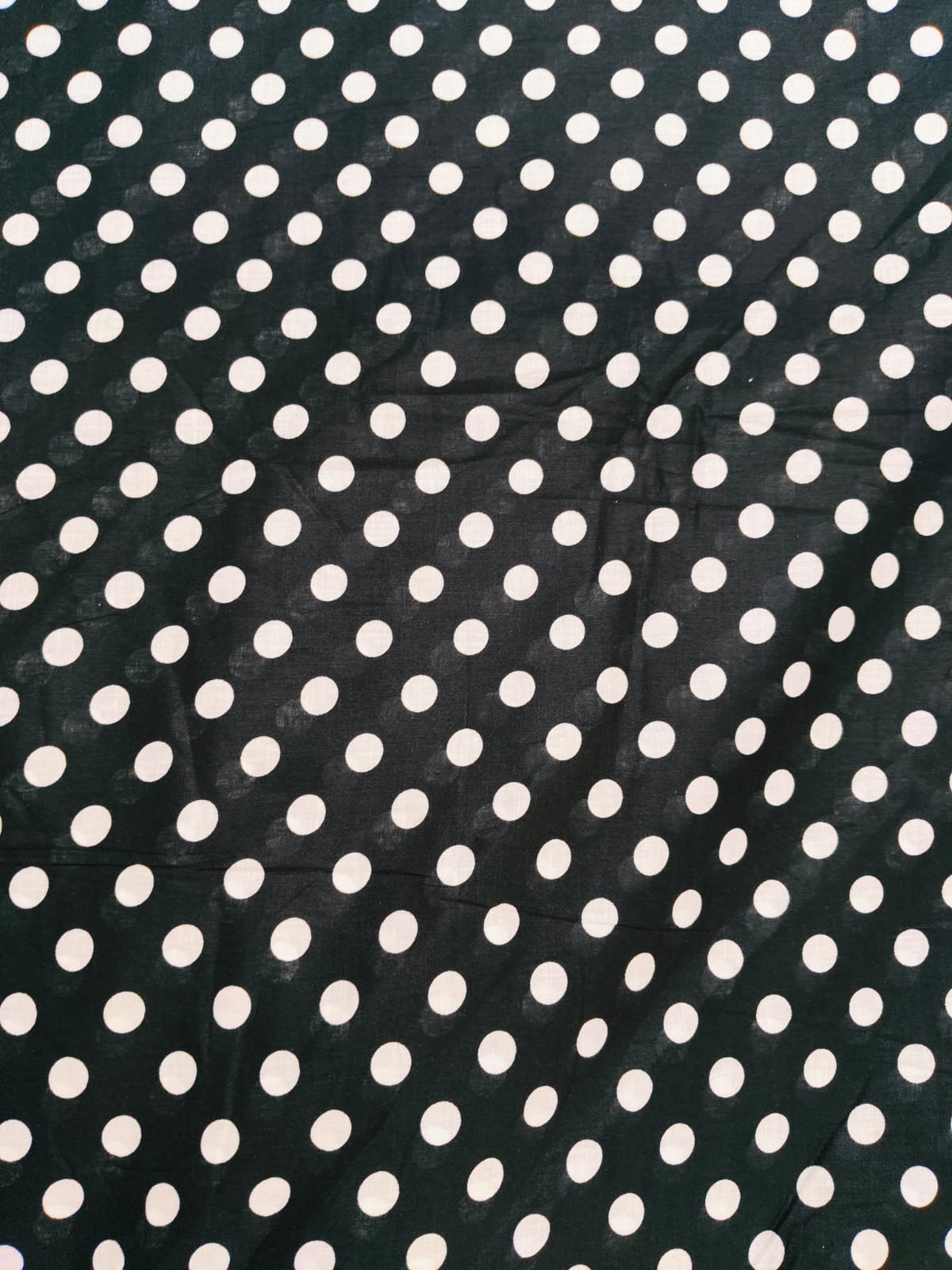 Black Polka lawn fabric