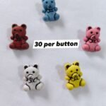 Front view of Mini Multi Teddy Buttons – colorful funky teddy-shaped buttons for kidswear at HnA Boutique Pakistan