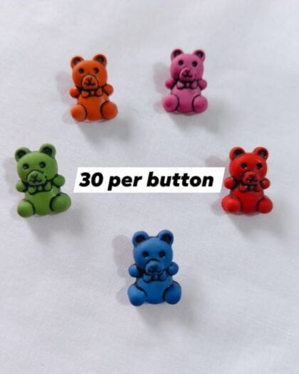 Mini Multi Teddy 1 Buttons – colorful teddy-shaped funky buttons for kids fashion by HnA Boutique Pakistan