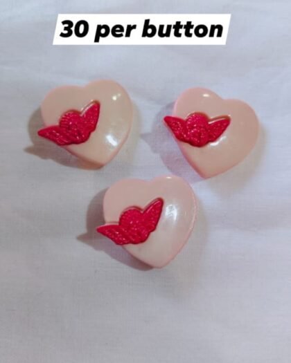 Flying Heart Buttons close-up – funky heart-shaped buttons by HnA Boutique Pakistan