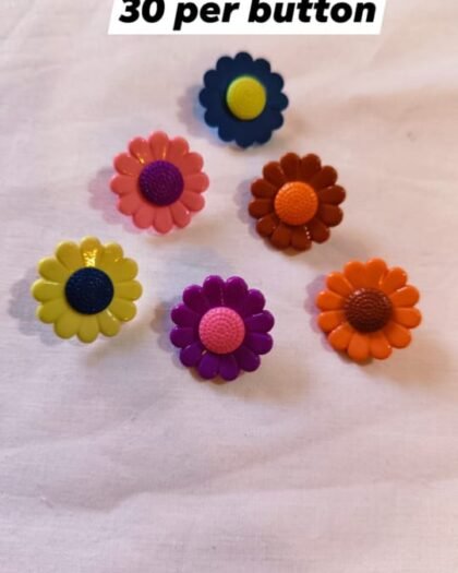 Close-up of Multi Sunflower Buttons with vibrant colorful design – HnA Boutique Pakistan