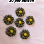 Close-up of Grey Sunflower Buttons showing elegant grey floral design – HnA Boutique Pakistan