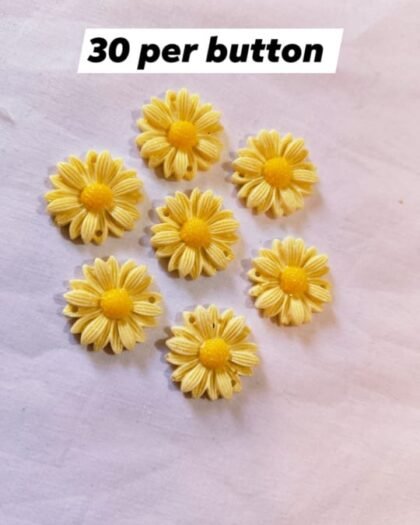 Close-up of Yellow Sunflower Buttons with bright yellow floral design – HnA Boutique Pakistan