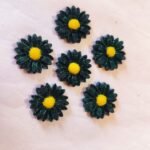 Close-up of Zinc Sunflower Buttons with metallic shine and floral design – HnA Boutique Pakistan