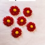 Close-up of Red Sunflower Buttons showing detailed floral design – HnA Boutique Pakistan