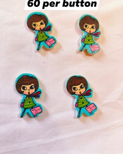 Front view of Aqua Doll Buttons in playful design – HnA Boutique Pakistan