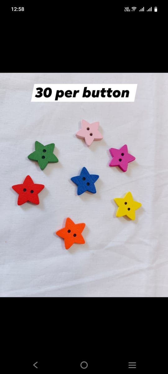 Front view of colorful Multi Stars Buttons for DIY and kidswear – HnA Boutique Pakistan