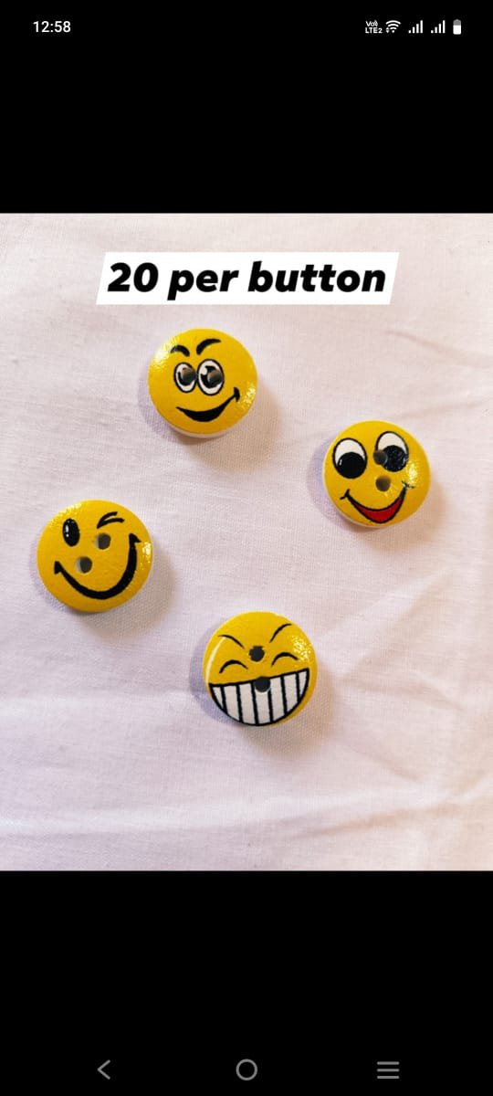 Front view of colorful Emoji 1 Buttons for DIY fashion – HnA Boutique Pakistan