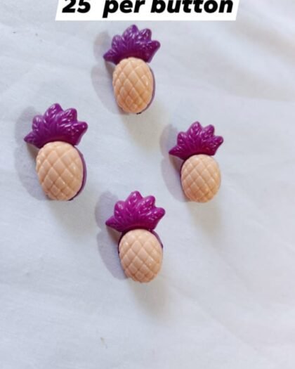 Front view of colorful pineapple buttons – funky summer accessory by HnA Boutique Pakistan