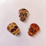 Close-up of funky Skull Buttons in black and silver – HnA Boutique Pakistan