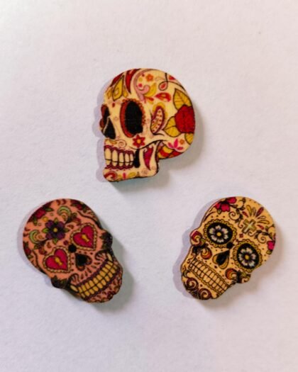 Close-up of Skull 1 Buttons in black with bold design – HnA Boutique Pakistan