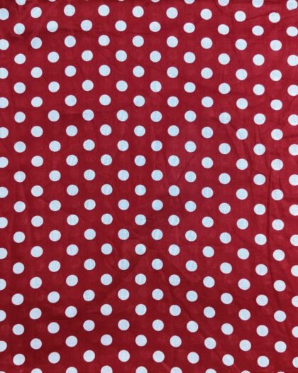 Maroon Polka lawn fabric