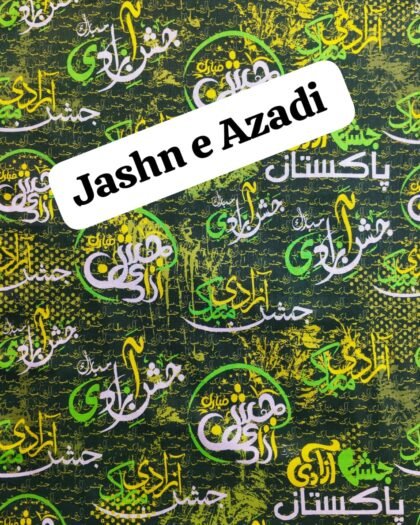 Jashn-e-Azadi lawn fabric with Urdu calligraphy and vibrant 14 August patriotic prints – HnA Boutique Pakistan