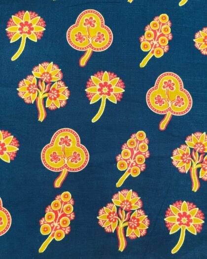 Retro Floral Trees – Printed Khaddar (63" Width)
