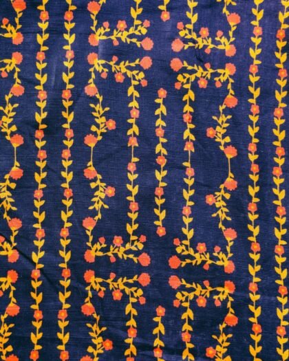 Navy Vine Zari Khaddar – 63" Width
